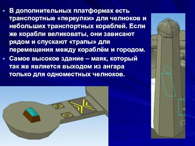 В дополнительных платформах есть транспортные «переулки» для челноков и небольших транспортных кораблей.