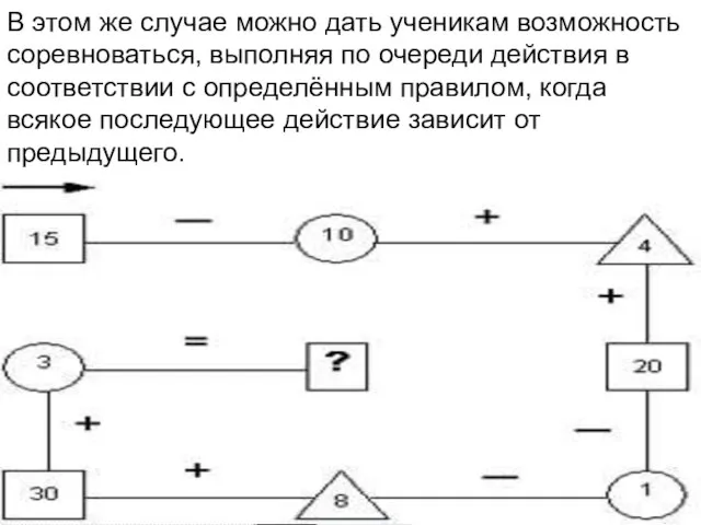 В этом же случае можно дать ученикам возможность соревноваться, выполняя по очереди