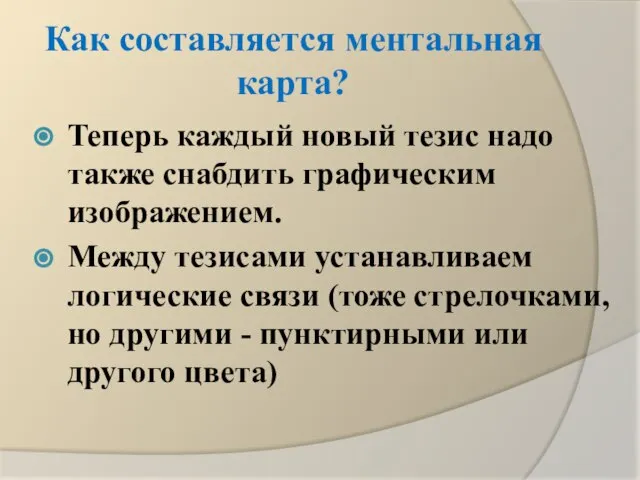 Как составляется ментальная карта? Теперь каждый новый тезис надо также снабдить графическим