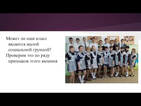 Может ли наш класс является малой социальной группой? Проверим это по ряду признаков этого явления