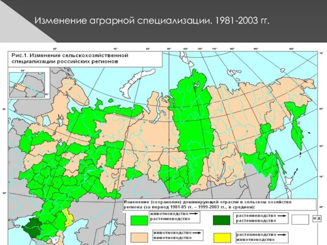 Изменение аграрной специализации. 1981-2003 гг.