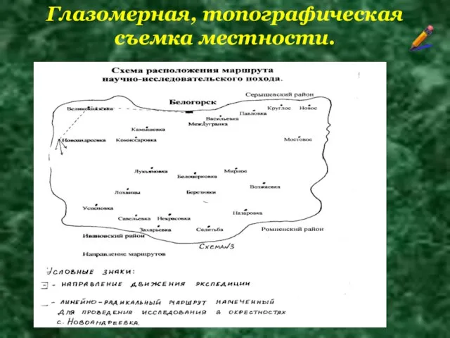 Глазомерная, топографическая съемка местности.