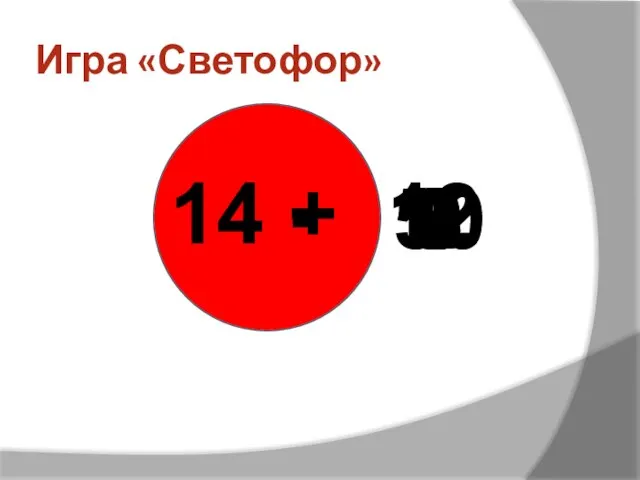 Игра «Светофор» 5 3 2 14 - 1 0 14 + 1 3 10 12