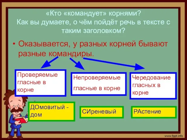 «Кто «командует» корнями? Как вы думаете, о чём пойдёт речь в тексте