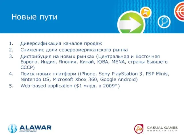 Новые пути Диверсификация каналов продаж Снижение доли североамериканского рынка Дистрибуция на новых