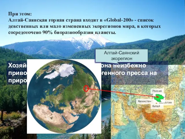 При этом: Алтай-Саянская горная страна входит в «Global-200» - список девственных или