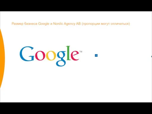 Размер бизнеса Google и Nordic Agency AB (пропорции могут отличаться)