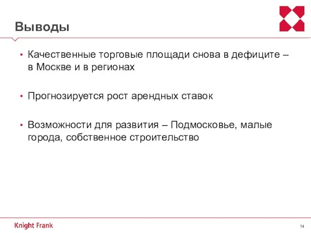 Выводы Качественные торговые площади снова в дефиците – в Москве и в