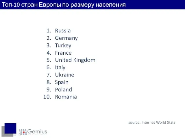 Russia Germany Turkey France United Kingdom Italy Ukraine Spain Poland Romania Топ-10