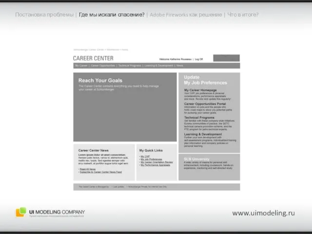 www.uimodeling.ru Постановка проблемы | Где мы искали спасение? | Adobe Fireworks как