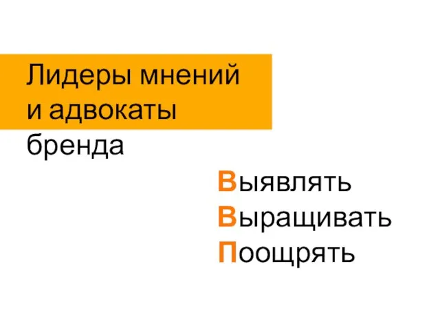 Лидеры мнений и адвокаты бренда Выявлять Выращивать Поощрять