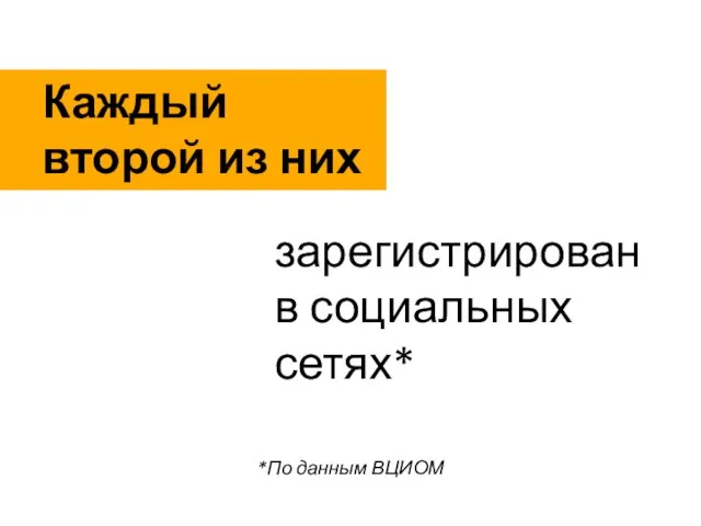 зарегистрирован в социальных сетях* Каждый второй из них *По данным ВЦИОМ