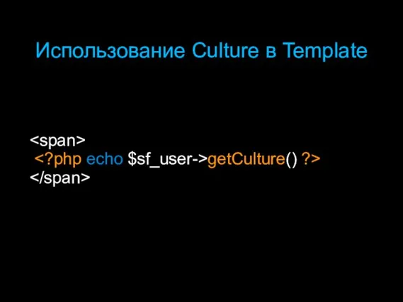 Использование Culture в Template getCulture() ?>