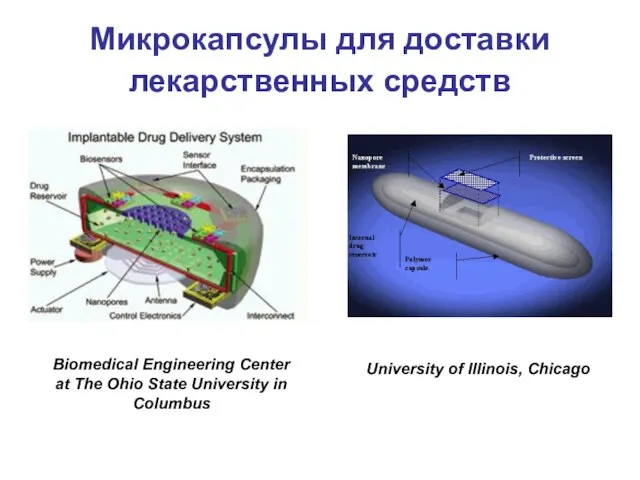 Микрокапсулы для доставки лекарственных средств Biomedical Engineering Center at The Ohio State