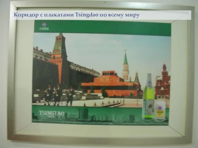 Tsingdao в России Коридор с плакатами Tsingdao по всему миру