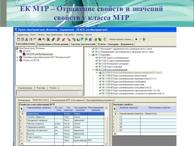ЕК МТР – Отражение свойств и значений свойств у класса МТР