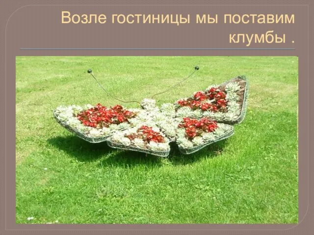 Возле гостиницы мы поставим клумбы .