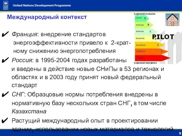 Международный контекст Франция: внедрение стандартов энергоэффективности привело к 2-крат- ному снижению энергопотребления