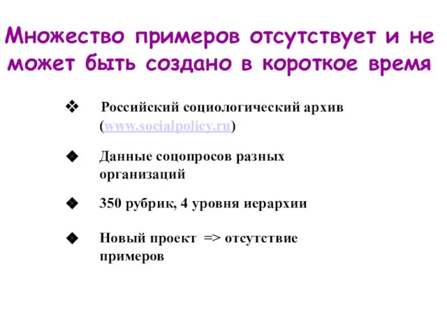 Множество примеров отсутствует и не может быть создано в короткое время Российский