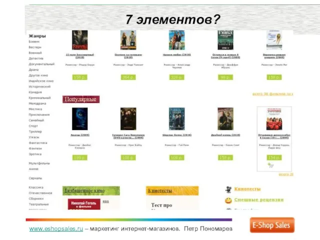 www.eshopsales.ru – маркетинг интернет-магазинов. Петр Пономарев 7 элементов?