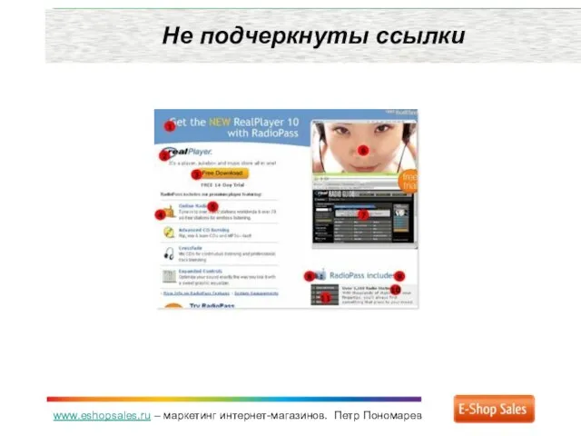 www.eshopsales.ru – маркетинг интернет-магазинов. Петр Пономарев Не подчеркнуты ссылки