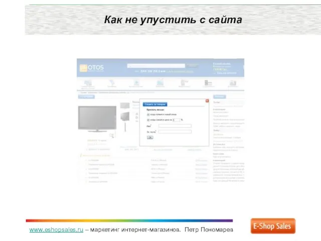 www.eshopsales.ru – маркетинг интернет-магазинов. Петр Пономарев Как не упустить с сайта