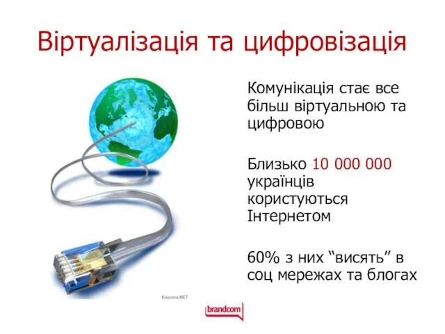 Віртуалізація та цифровізація Комунікація стає все більш віртуальною та цифровою Близько 10