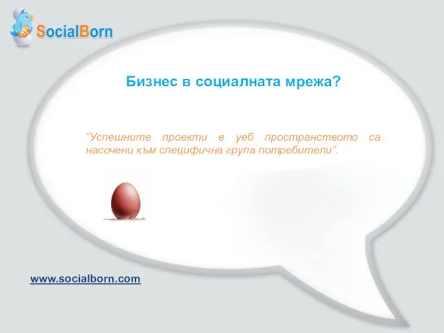 Бизнес в социалната мрежа? “Успешните проекти в уеб пространството са насочени към специфична група потребители”. www.socialborn.com