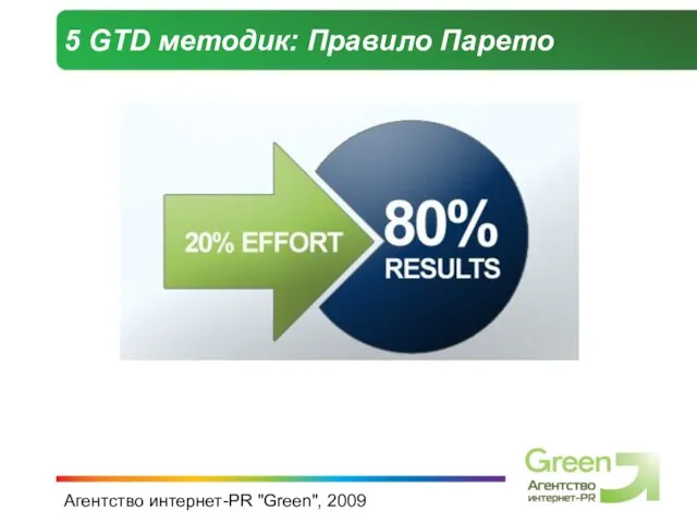 Агентство интернет-PR "Green", 2009 5 GTD методик: Правило Парето