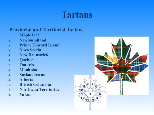 Tartans Provincial and Territorial Tartans Maple leaf Newfoundland Prince Edward Island Nova