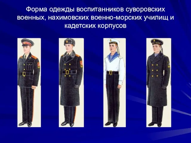 Форма одежды воспитанников суворовских военных, нахимовских военно-морских училищ и кадетских корпусов