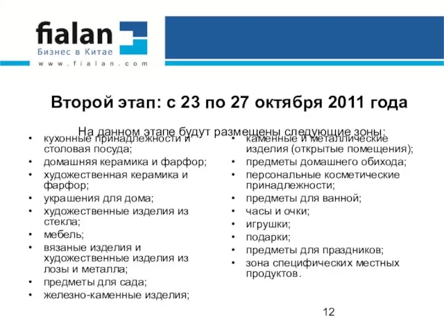 Второй этап: с 23 по 27 октября 2011 года На данном этапе