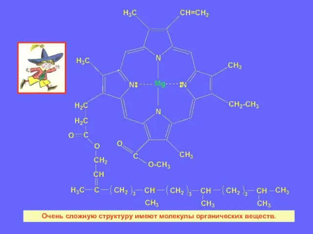 Очень сложную структуру имеют молекулы органических веществ.