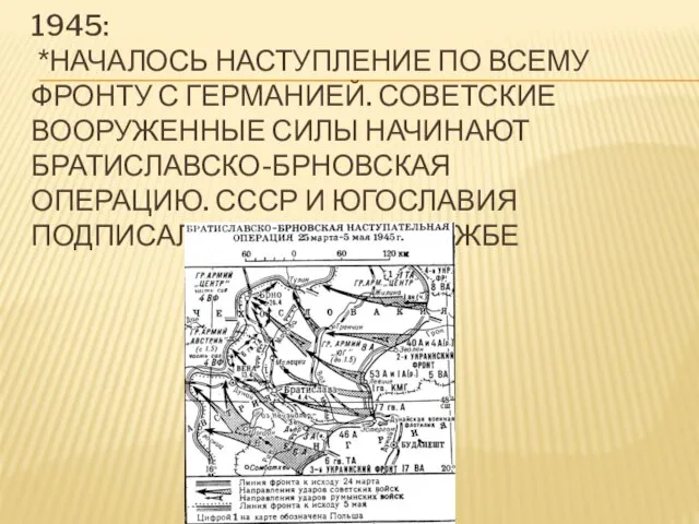 1945: *Началось наступление по всему фронту с Германией. Советские вооруженные силы начинают