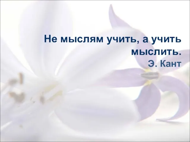 Не мыслям учить, а учить мыслить. Э. Кант