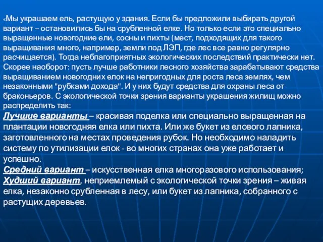 «Мы украшаем ель, растущую у здания. Если бы предложили выбирать другой вариант