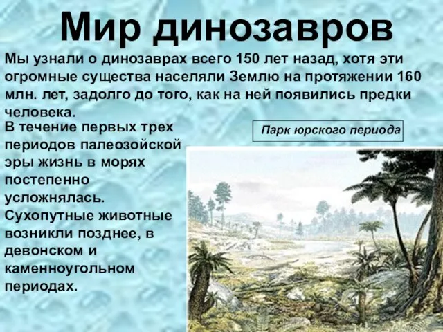 В течение первых трех периодов палеозойской эры жизнь в морях постепенно усложнялась.