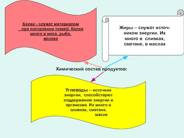 Белки - служат материалом при построении тканей. Белка много в мясе, рыбе,