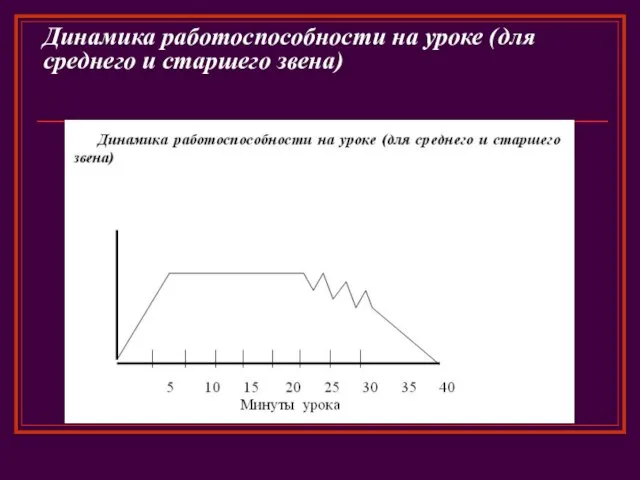 Динамика работоспособности на уроке (для среднего и старшего звена)