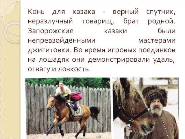 Конь для казака - верный спутник, неразлучный товарищ, брат родной. Запорожские казаки