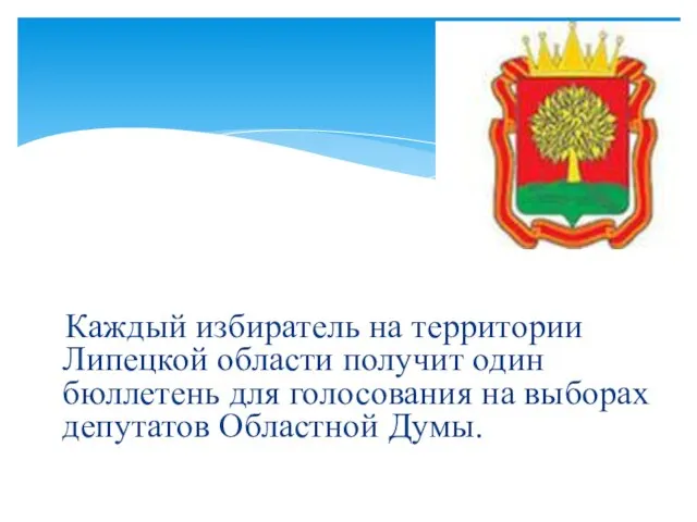 Каждый избиратель на территории Липецкой области получит один бюллетень для голосования на выборах депутатов Областной Думы.