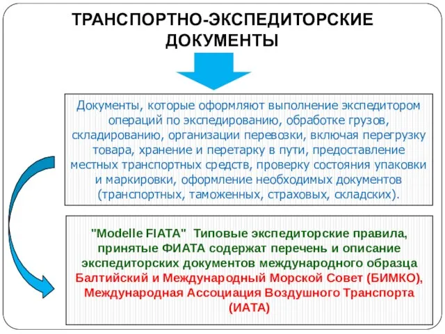 Документы, которые оформляют выполнение экспедитором операций по экспедированию, обработке грузов, складированию, организации