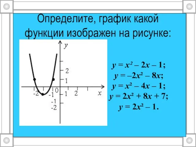 Определите, график какой функции изображен на рисунке: у = х² – 2х