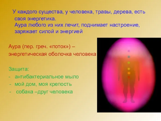 У каждого существа, у человека, травы, дерева, есть своя энергетика. Аура любого