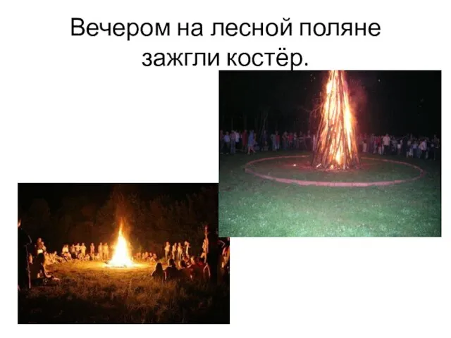 Вечером на лесной поляне зажгли костёр.