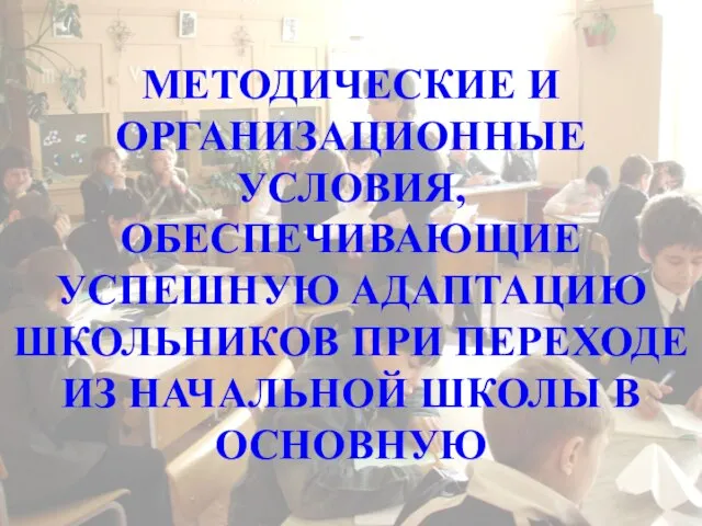 МЕТОДИЧЕСКИЕ И ОРГАНИЗАЦИОННЫЕ УСЛОВИЯ, ОБЕСПЕЧИВАЮЩИЕ УСПЕШНУЮ АДАПТАЦИЮ ШКОЛЬНИКОВ ПРИ ПЕРЕХОДЕ ИЗ НАЧАЛЬНОЙ ШКОЛЫ В ОСНОВНУЮ