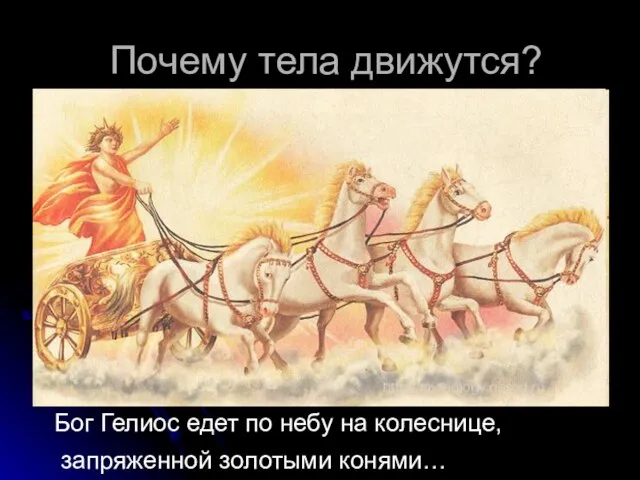 Почему тела движутся? Бог Гелиос едет по небу на колеснице, запряженной золотыми конями…