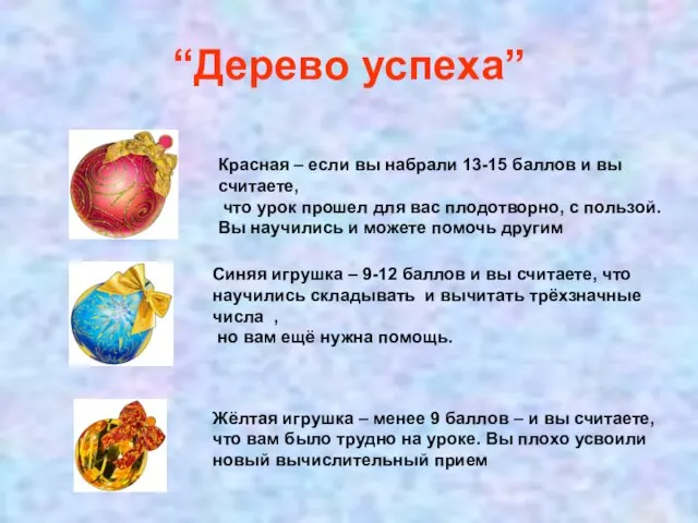 “Дерево успеха” Красная – если вы набрали 13-15 баллов и вы считаете,