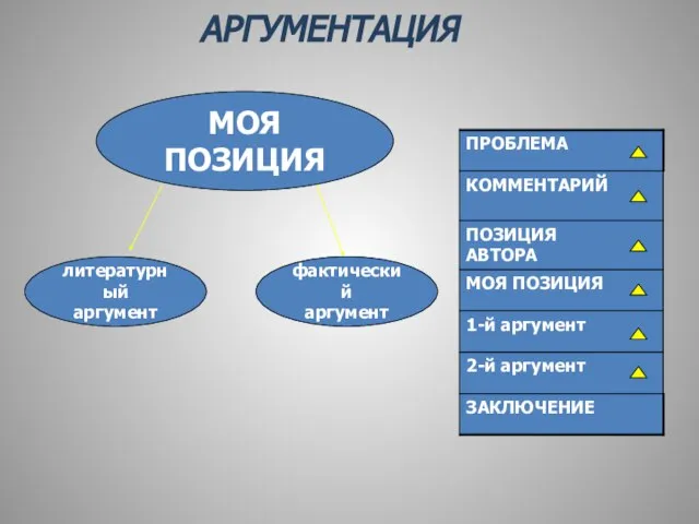 АРГУМЕНТАЦИЯ МОЯ ПОЗИЦИЯ литературный аргумент фактический аргумент