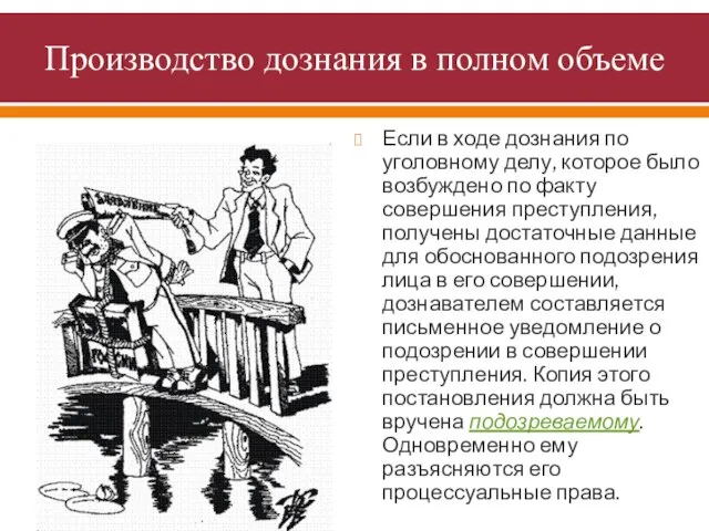 Производство дознания в полном объеме Если в ходе дознания по уголовному делу,